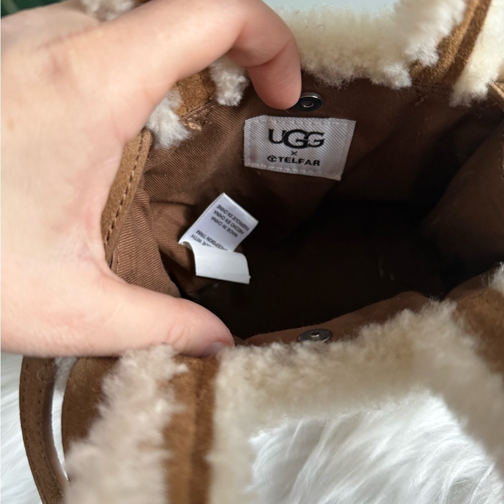 Telfar Brown and Cream Shearling Mini Bag - Picture 7 of 9